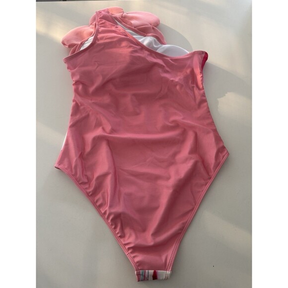 Women’s One-Piece 3D Flower Swimsuit With Matching Wrap/Skirt peach pink Large - Picture 11 of 16